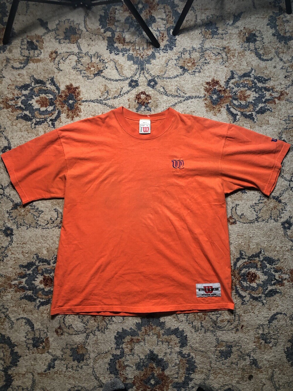 Wilson Athleticwear Mens Vintage USA Made Short Sleeve T-Shirt Orange Size XL